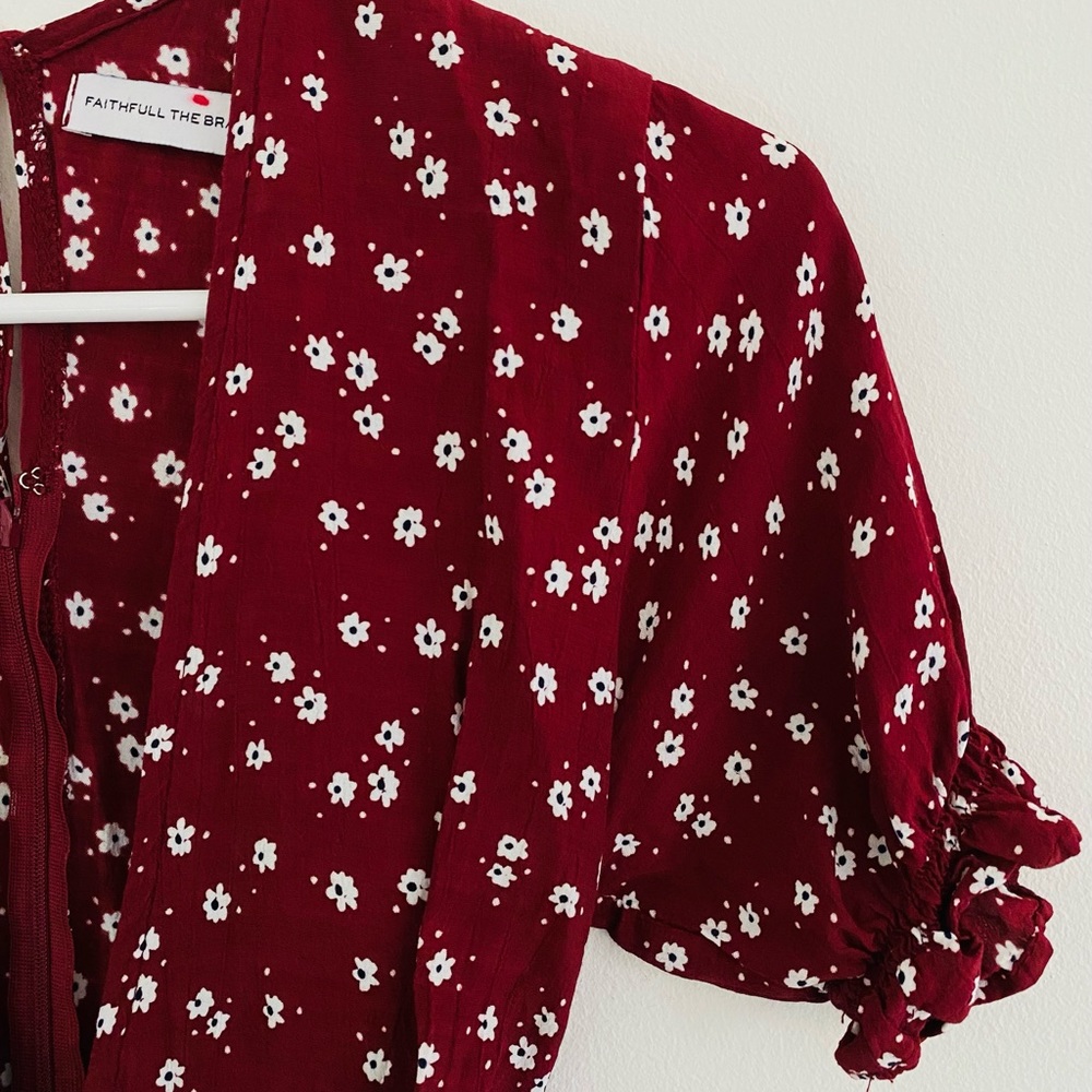 Faithfull Bonnie Red Berry Floral Jumpsuit 4/ Small - Picture 3 of 4